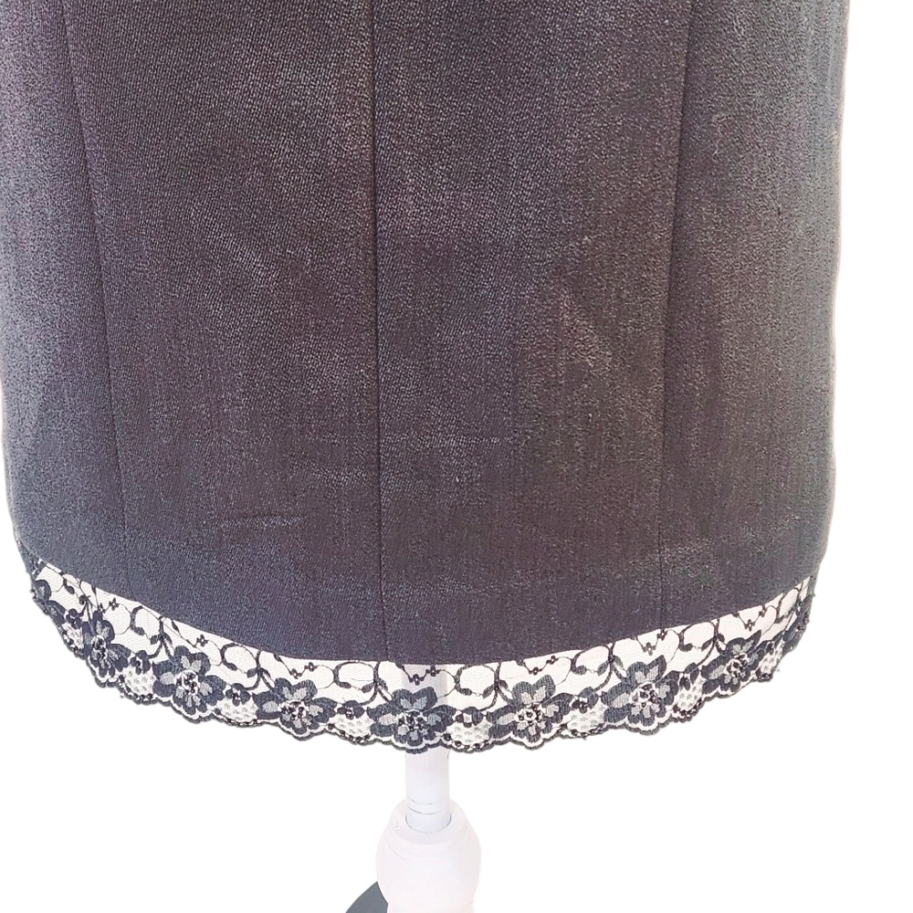 Paradiso Black Skater Style Dress Navy Blue X-Stitch With Lace peek-a-boo Sz: 2 - Picture 10 of 15
